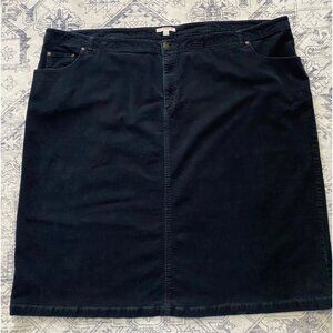 Woman Within Black Corduroy Skirt 34W Womens Plus Midi Pockets Stretch Zip